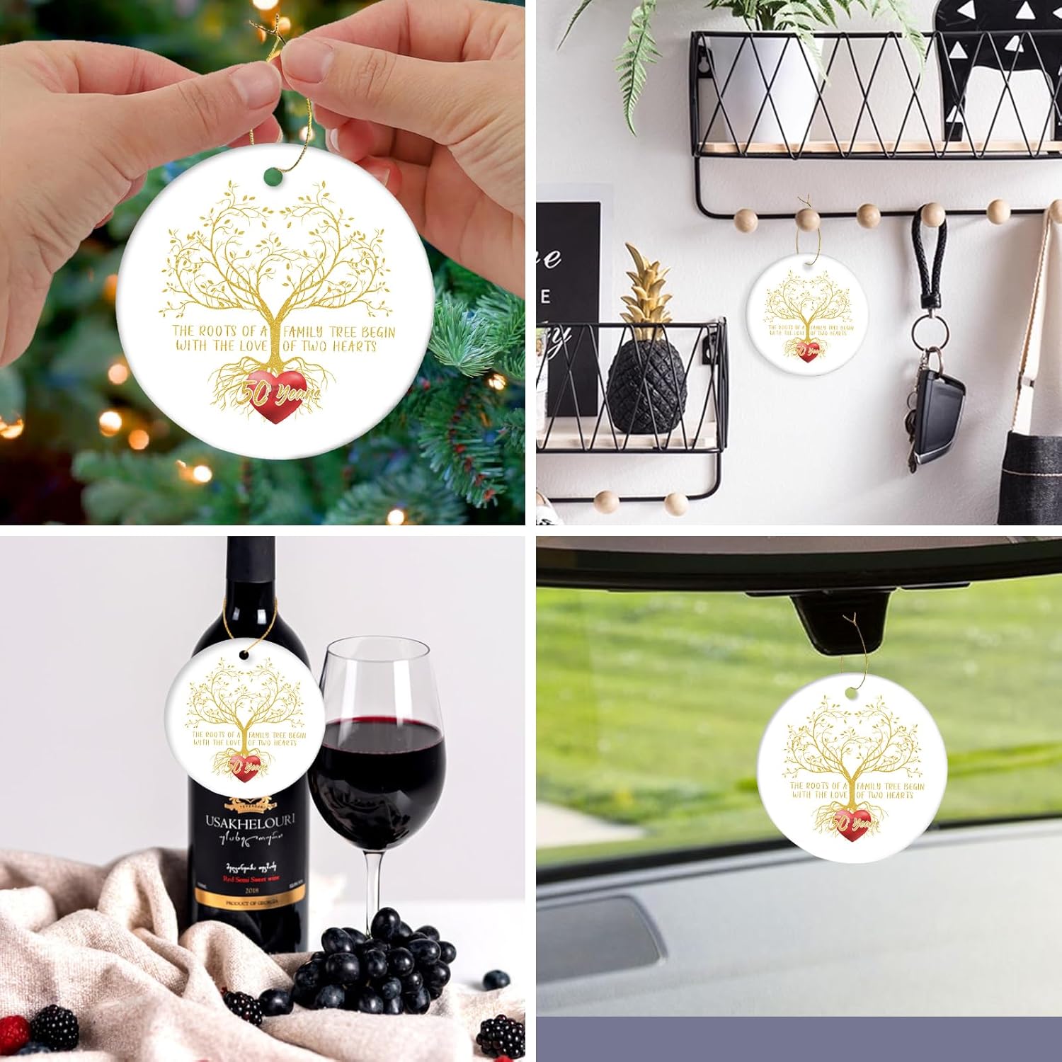 50th Wedding Anniversary Ornament – Ceramic Christmas Gift for Couple, Husband & Wife, Parents or Grandparents