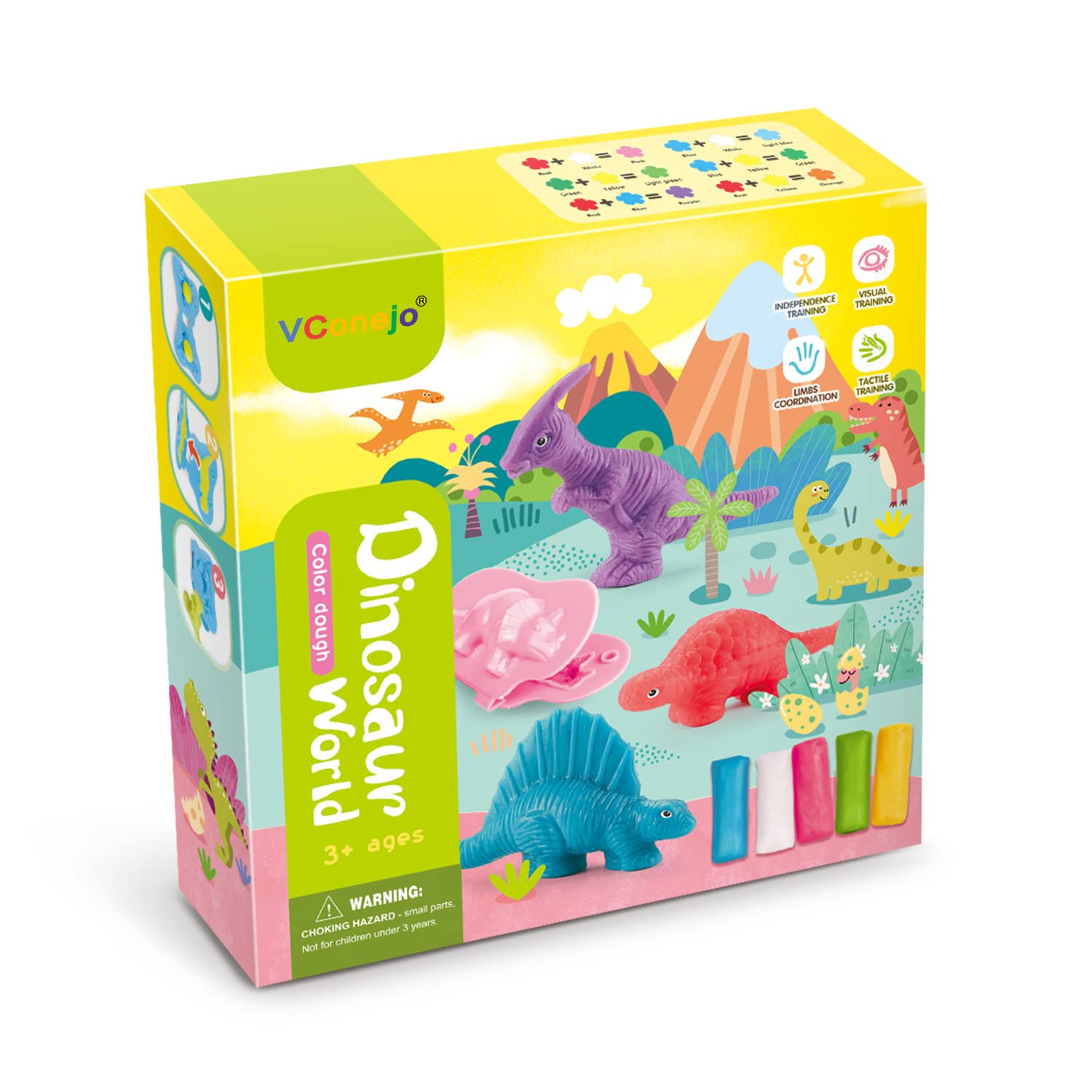 SEALED -  VConejo Color Dough Toys Dough Accessories Set Creations Tools for Kid 2-4-8 Years (Dinosaurs World)