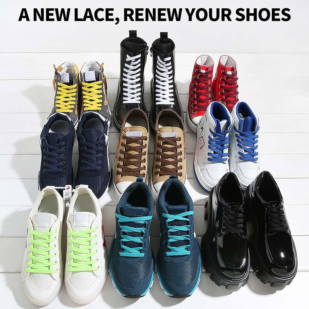 VSUDO Flat Trainers Shoelace, 8mm Wide Shoe Lace for Sneakers, Premium Trainer Shoe String, Replacements for Athletic Sport Shoelaces