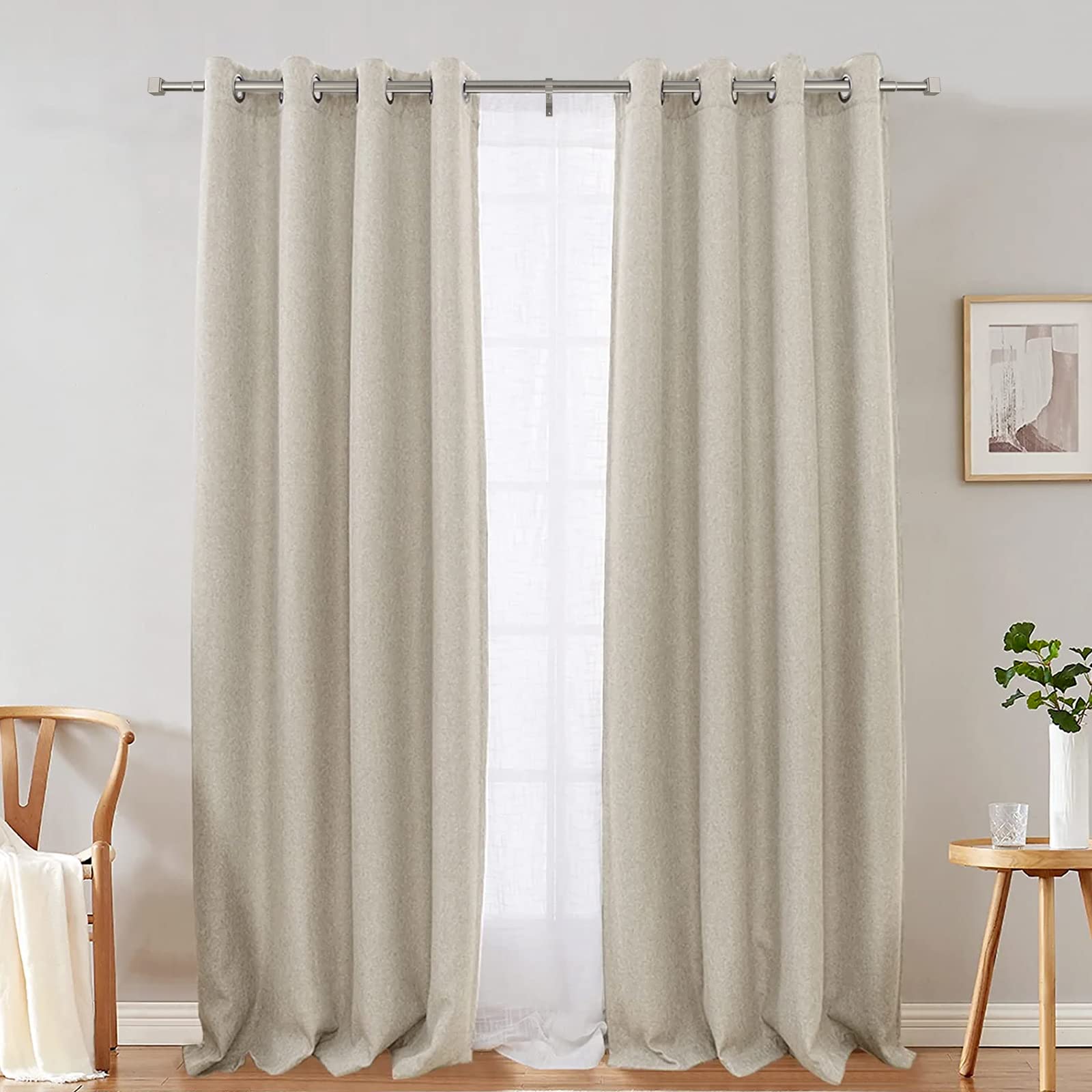 Curtain Rod Telescoping Single Drapery Rod 91.44 - 182.88 cm, Matte Nickel
