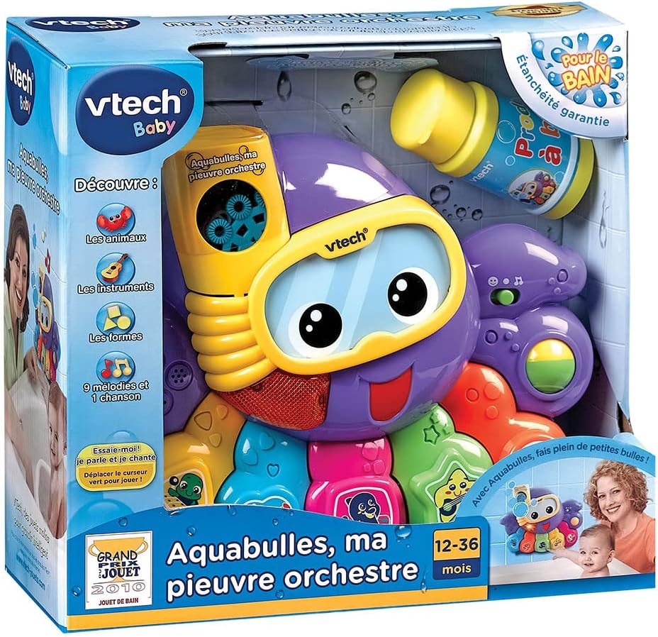 Vtech Bath Toy – Aquabulles My Octopus Orchestre – French Version Purple 1 – 5 Years