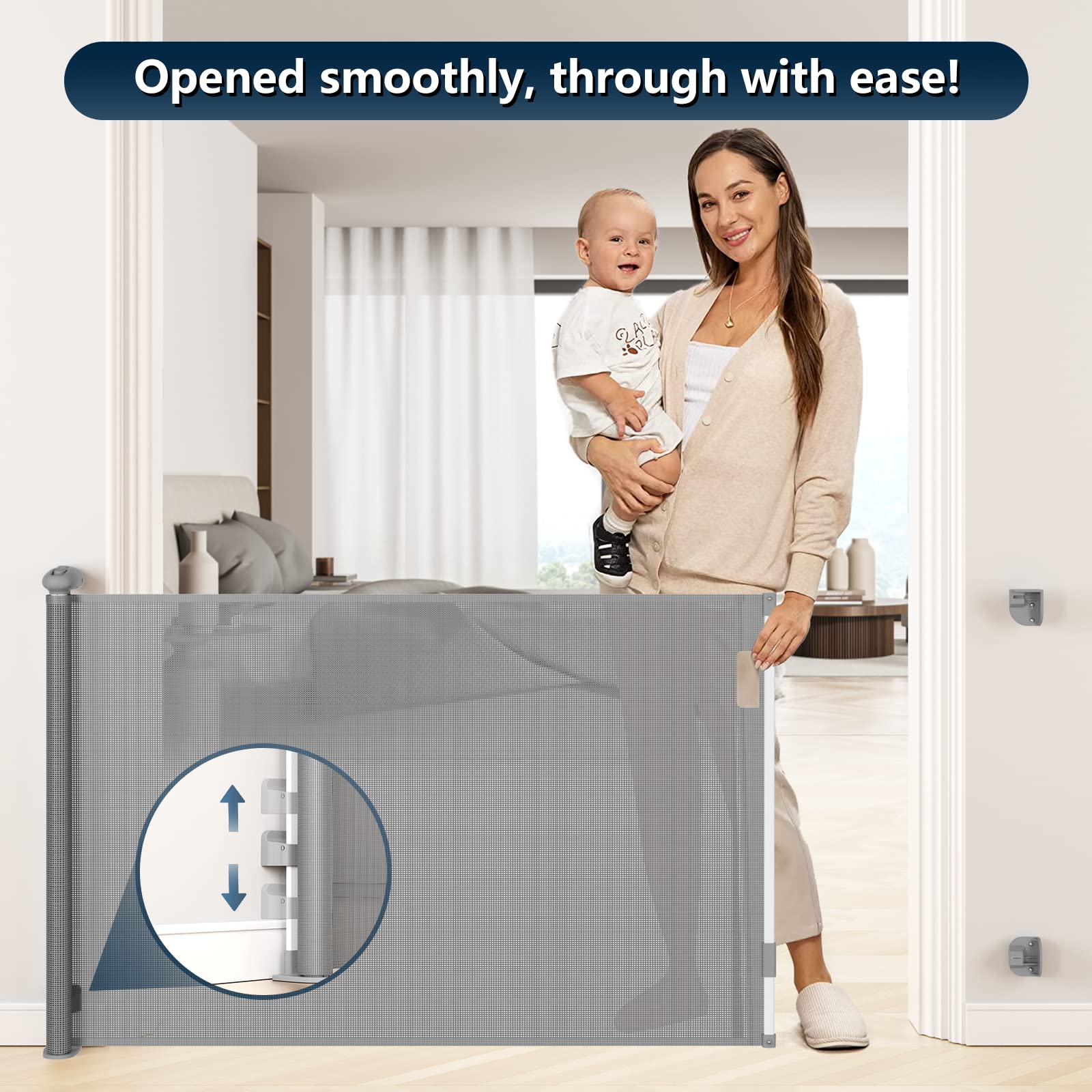 Bulubaky Retractable Baby Gates Dog Gates