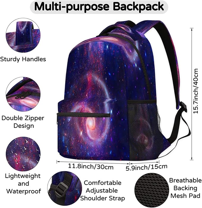 Wires School Backpack Galaxy Space Water Resistant W24517