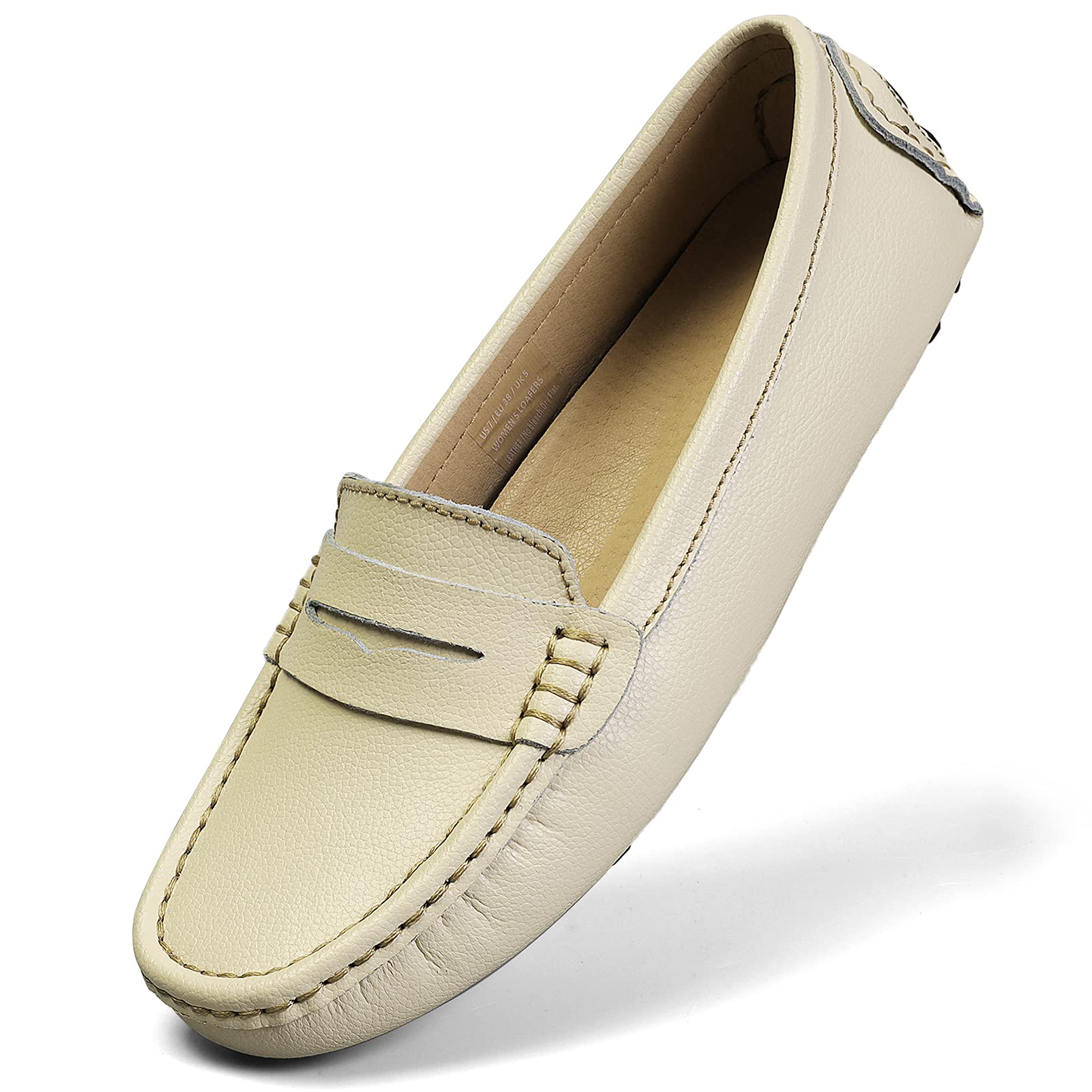 SIZE: 38.5 - Artisure Women's Classic Genuine Leather Penny Loafers Driving Moccasins Casual Slip On Boat Shoes Fashion Comfort Flats