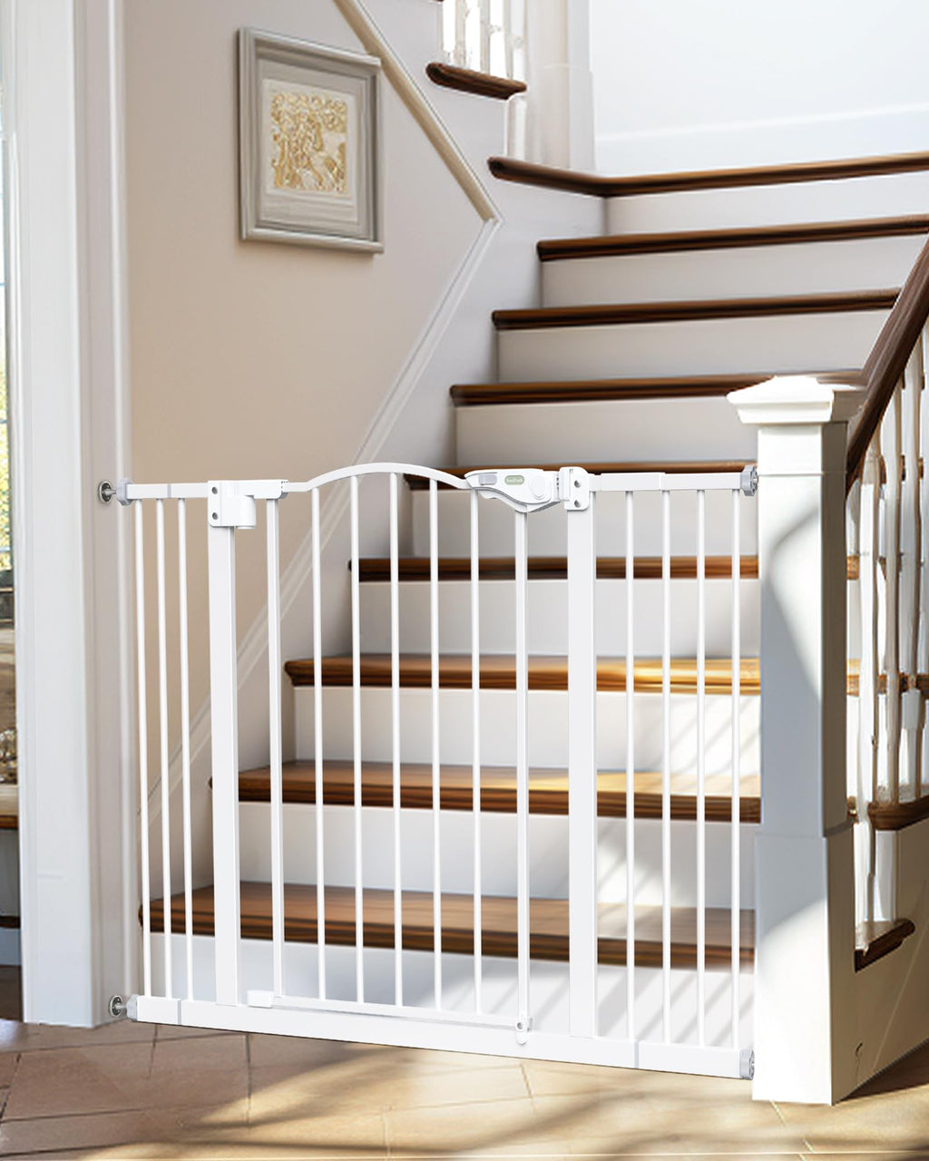 InnoTruth Wide Baby/Pets Gate , Auto Close Pet Gate 29Ã¢â‚¬Â_x009d_ to 39.6Ã¢â‚¬Â_x009d_ Width with 30Ã¢â‚¬Â_x009d_ Height, Tall Safety Coverage for Stairs, Hallways, Bedrooms, Wall Pressure Mount, White