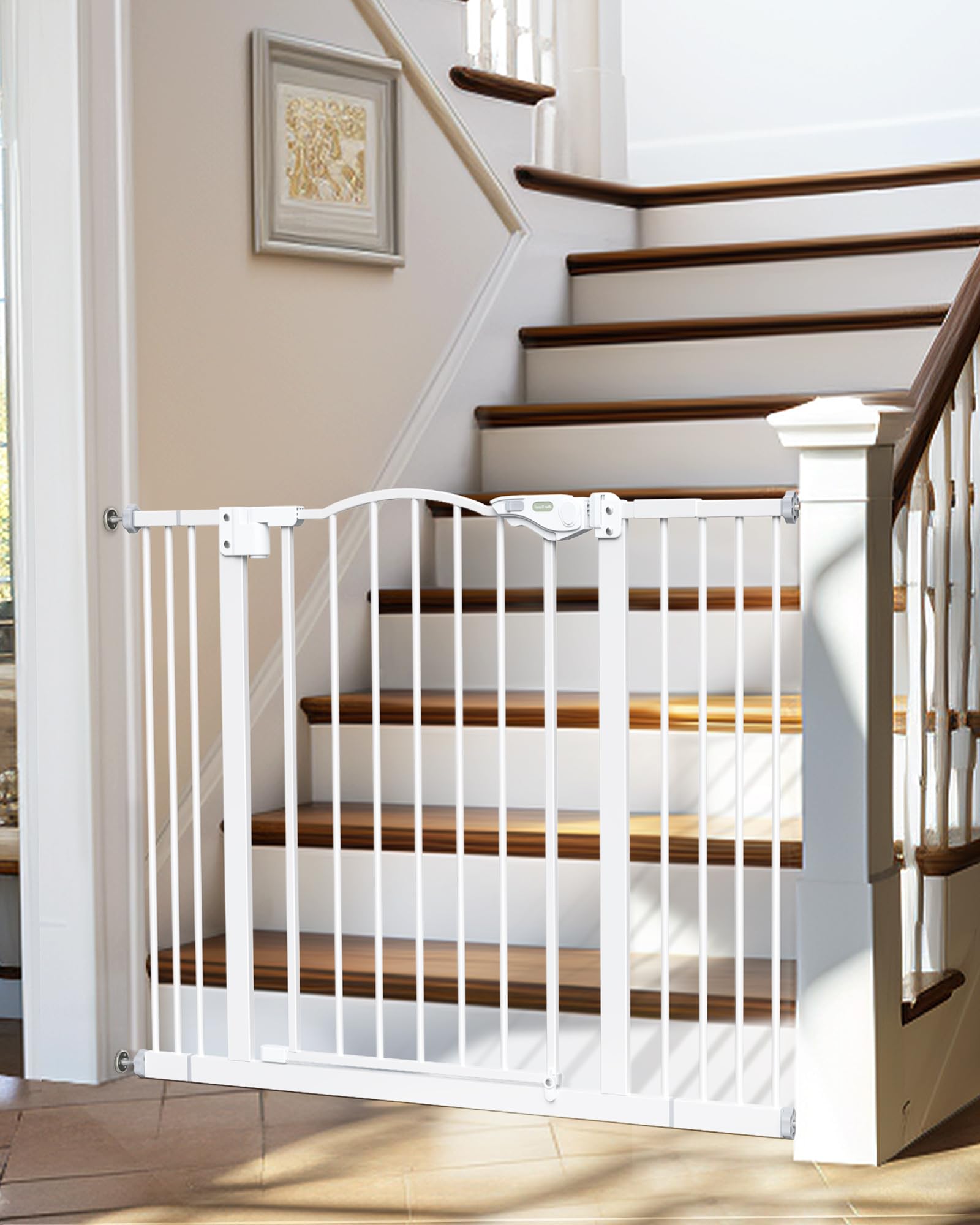 InnoTruth Wide Baby/Pets Gate , Auto Close Pet Gate 29Ã¢â‚¬Â_x009d_ to 39.6Ã¢â‚¬Â_x009d_ Width with 30Ã¢â‚¬Â_x009d_ Height, Tall Safety Coverage for Stairs, Hallways, Bedrooms, Wall Pressure Mount, White