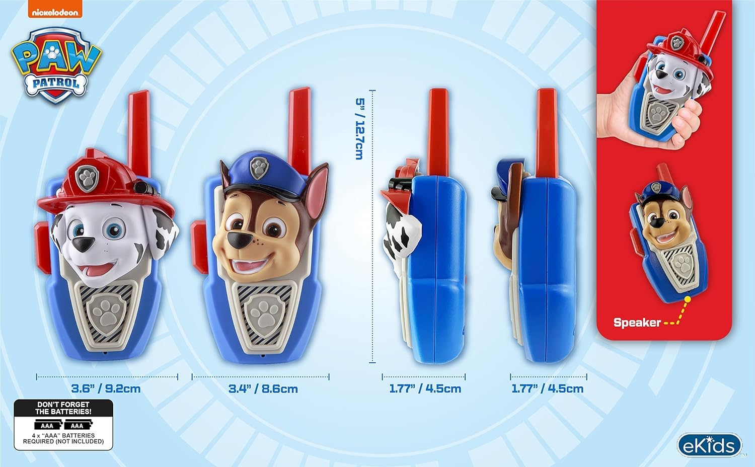 أجهزة اتصال لاسلكية من PAW Patrol - مجموعة من جهازي اتصال لاسلكي للأطفال من Chase and Marshall - أجهزة اتصال لاسلكية ممتازة للأطفال الصغار