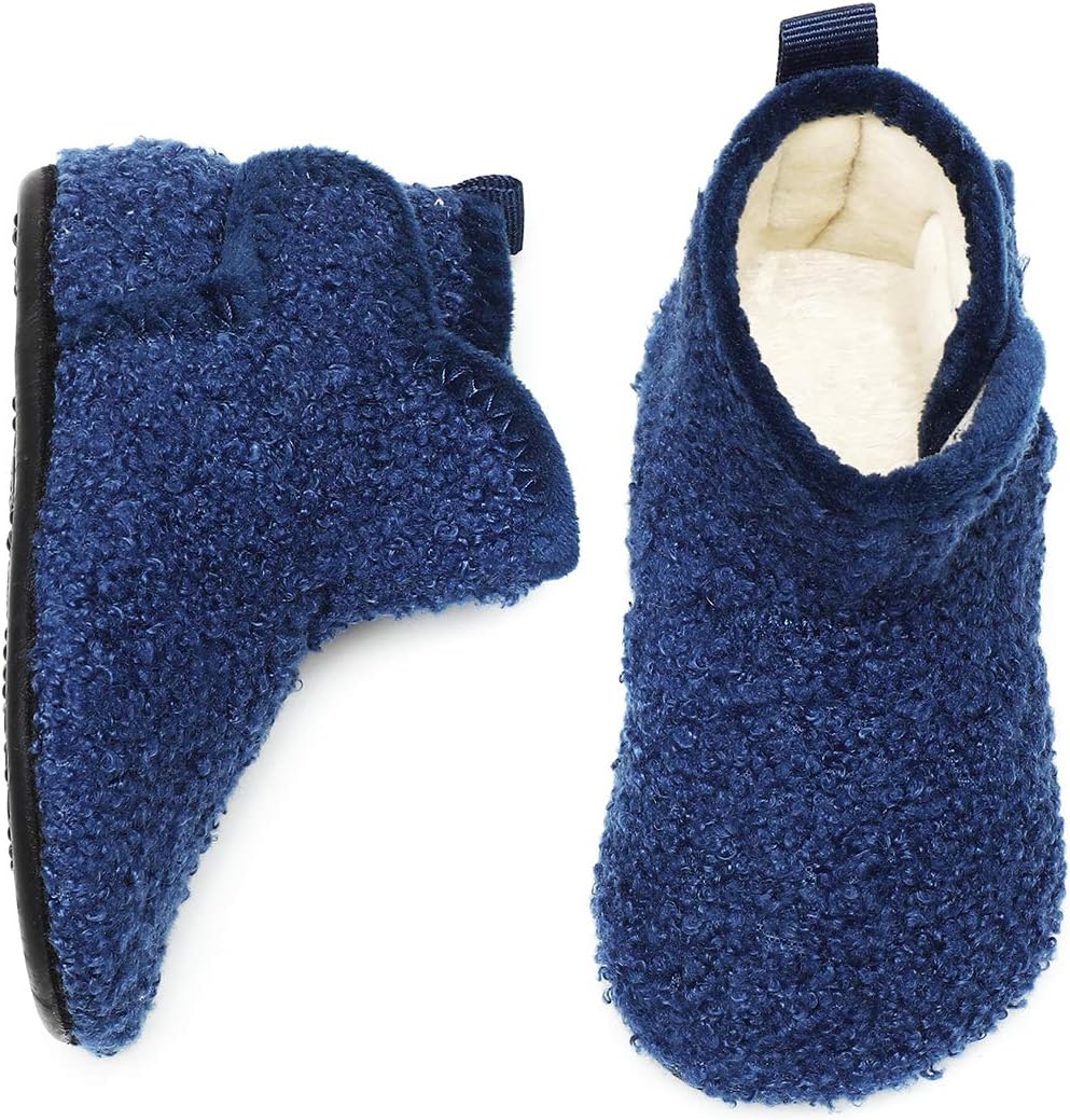 Toddler Kids Winter Warm Fuzzy House Slippers Bootie Lightweight Boys Girls Indoor Home Shoes