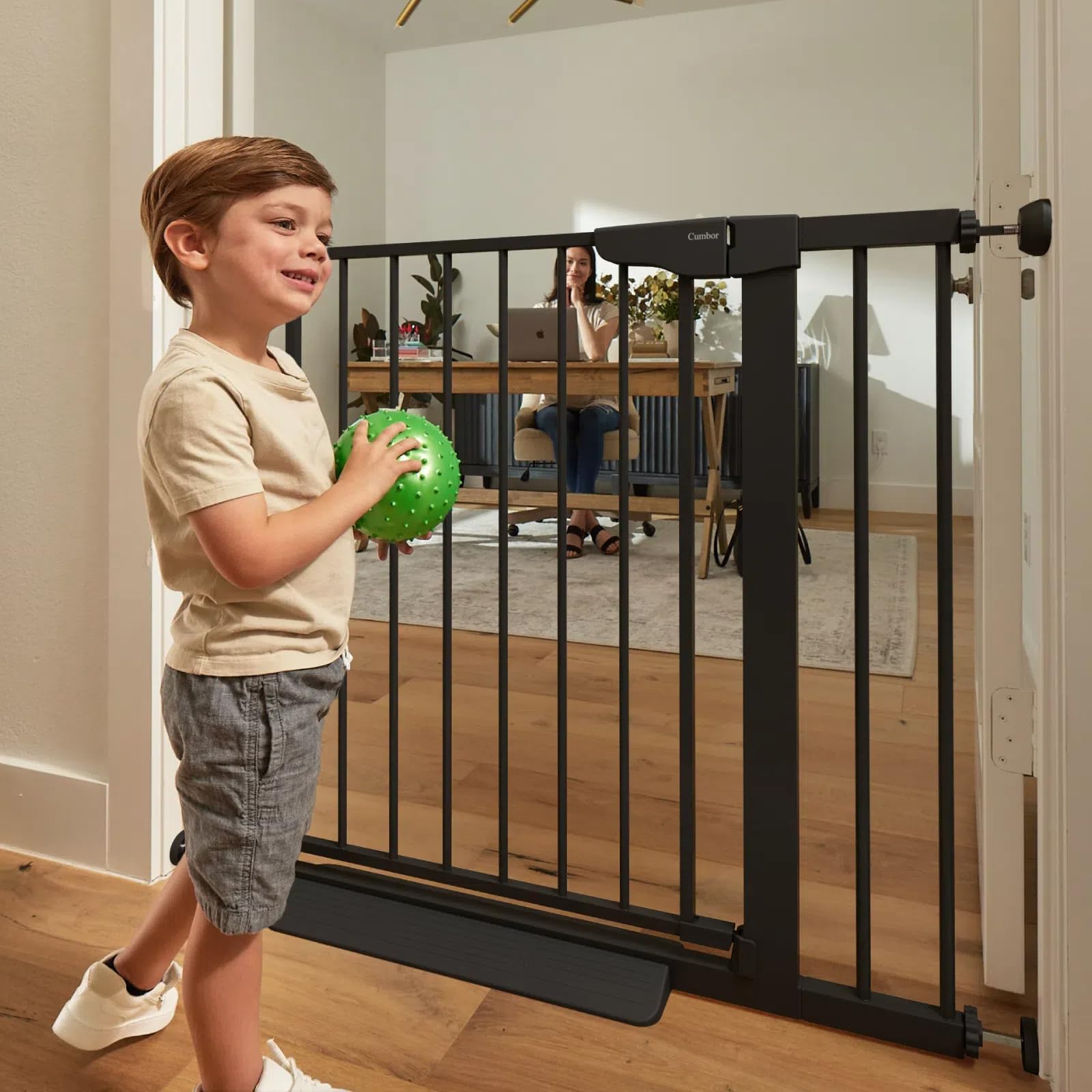 SIZE: 75-103 cm - Cumbor 36" Extra Tall Baby Gate for Dogs and Kids with Wide 2-Way Door, 29.7-40.6" Width, and Auto Close Personal Safety for Babies and Pets, Fits Doorways, Stairs, and Entryways