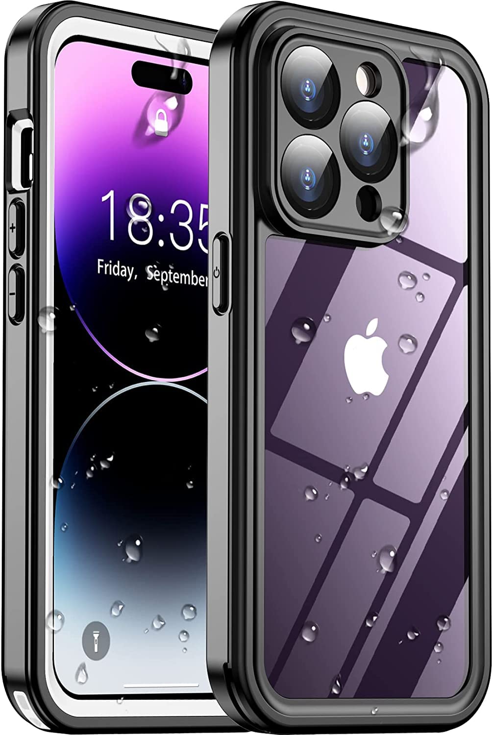 Temdan [Real 360 for iPhone 14 Pro Max Case Built-in 9H Tempered Glass Camera Lens & Screen Protection