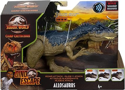 Jouets Dinosaure Brun : Allosaurus 32 cm - articulé et sonore - pour Jurassic World - Dino Escape - Animaux préhistorique