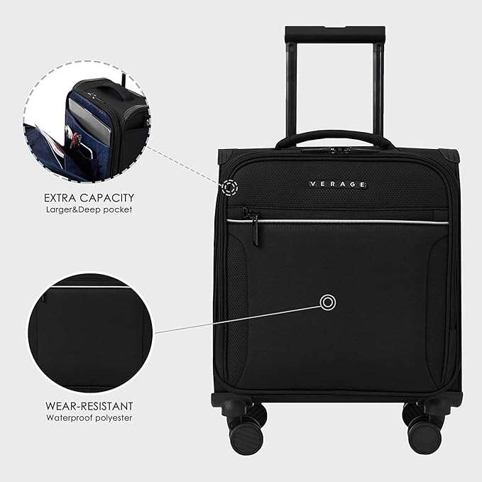 VERAGE Carry on business luggage, Rolling Laptop Suitcase for Travel and Business Travel, TAS Approved, (Toledo GM21002, Black)