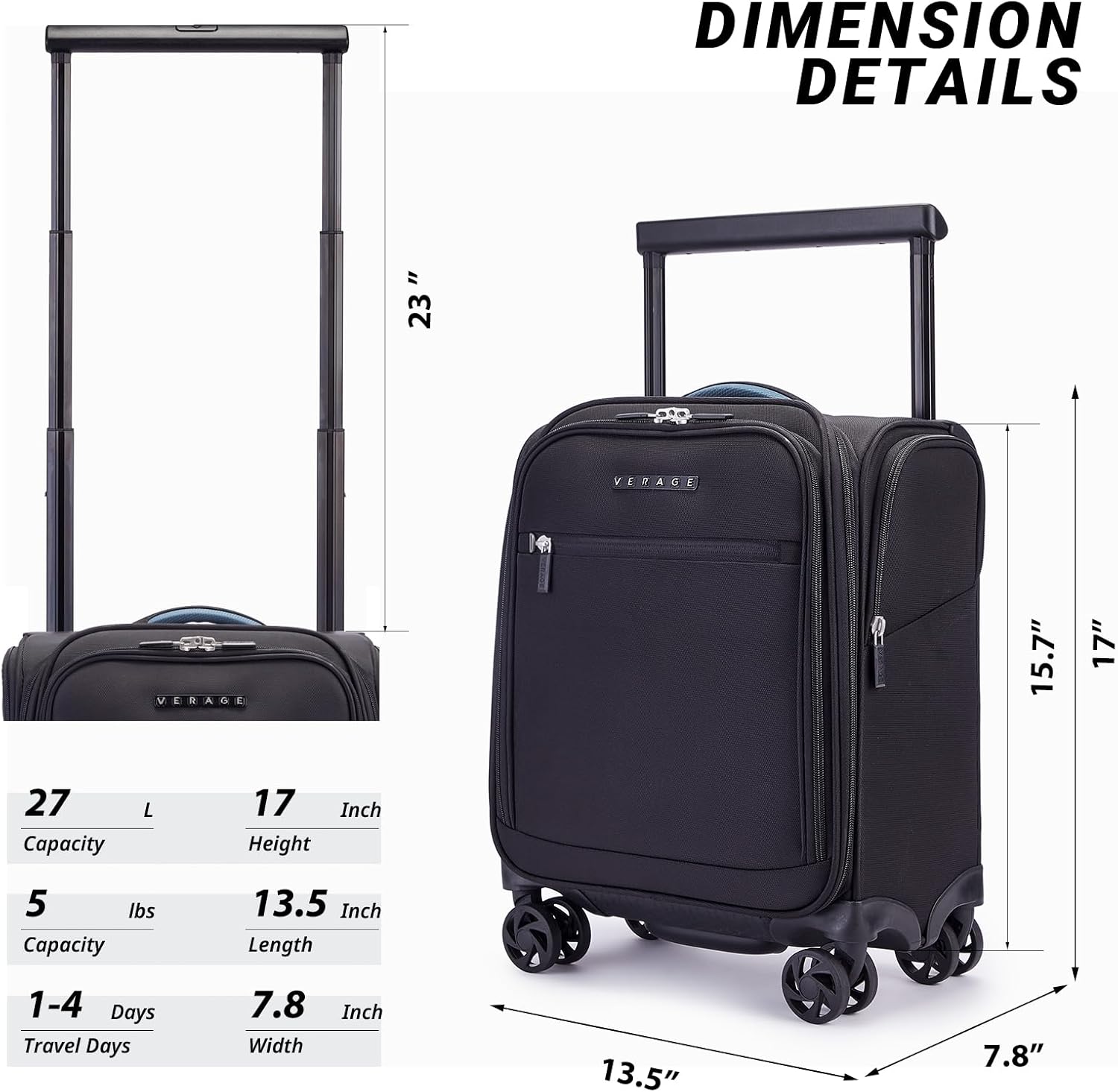 Dimensions of underseat carry on luggage online