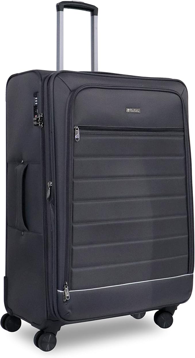 Pierre Cardin Lightweight Luggage TSA Approved Suitcase for Travel, ANTI Theft Double Zipper, 4 Double Wheels, Gallen Collection (Checked Luggage 28 Inch, Black)