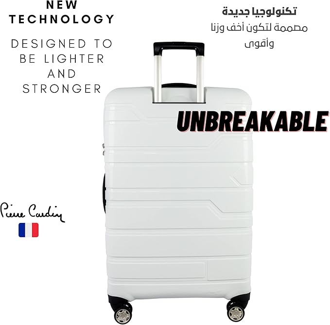 Pierre Cardin Wels UNBREAKABLE Luggage TSA Approved suitcase for travel (Set of 4, White)