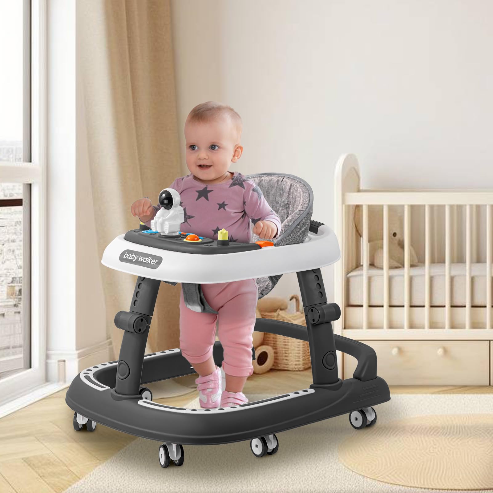 Baby Walker, 3-in-1 Foldable Baby Walker for Baby Boys and Baby Girls, 6-24 Months - D