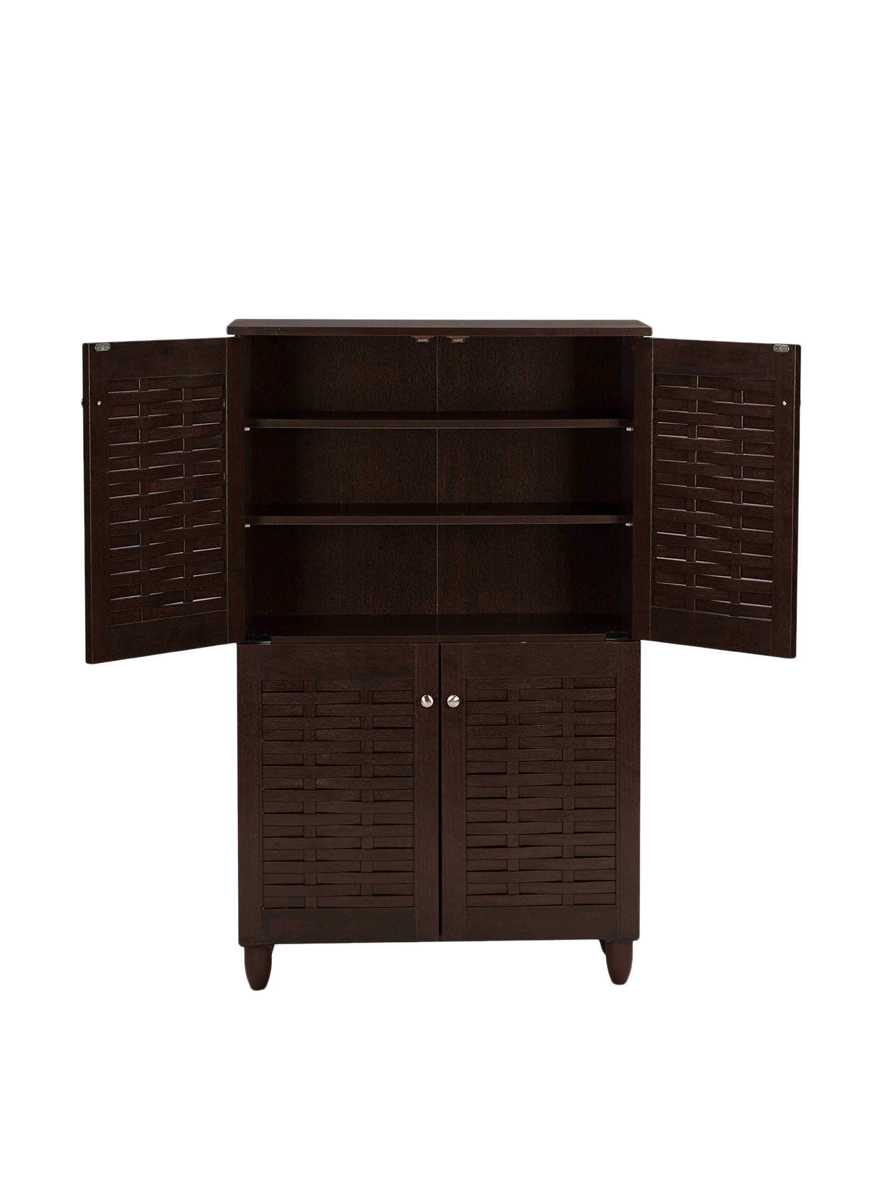 Baxton Studio Wholesale Interiors Winda Modern and Contemporary 4-Door Dark Brown Wooden Entryway Shoes Storage Cabinet