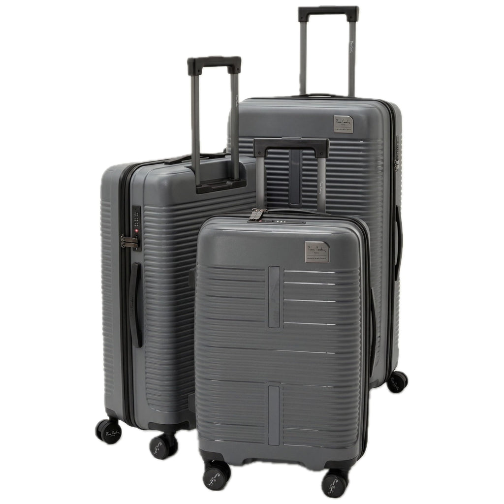 Pierre Cardin 3-Piece Hard-shell Suitcase Luggage Set – Lightweight, Expandable with 4 Silent Spinner Wheels & TSA Lock (Grey)
