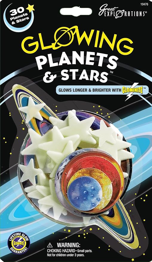 University Games Glow In The Dark Pack-Planets & Stars 30/Pkg