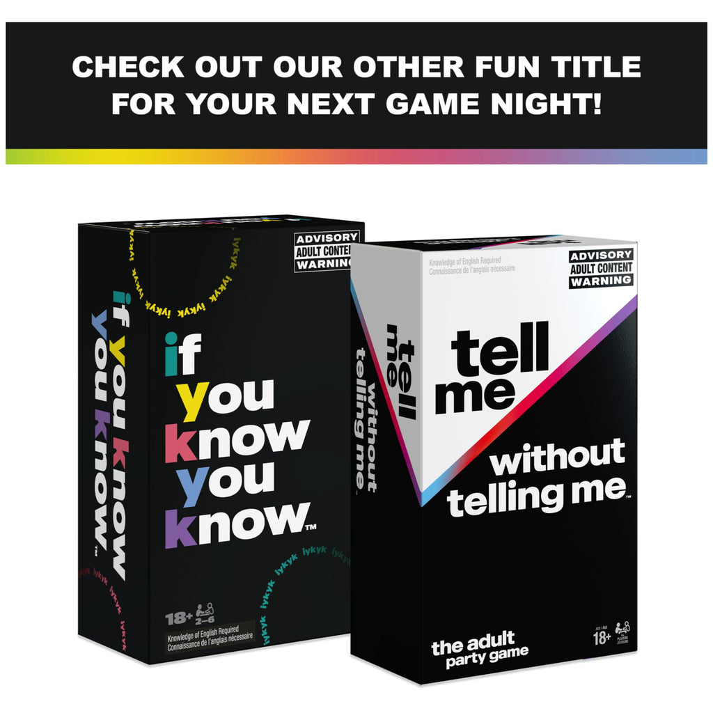 Spin Master Games Tell Me Without Tell Me - الاتجاه الفيروسي، والآن لعبة حفلات مرحة لحفلات توديع العزوبية والجامعة وأعياد الميلاد والمزيد، للبالغين من سن 18 عامًا فما فوق