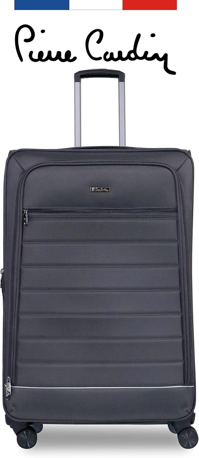 Pierre Cardin Lightweight Luggage TSA Approved Suitcase for Travel, ANTI Theft Double Zipper, 4 Double Wheels, Gallen Collection (Checked Luggage 28 Inch, Black)