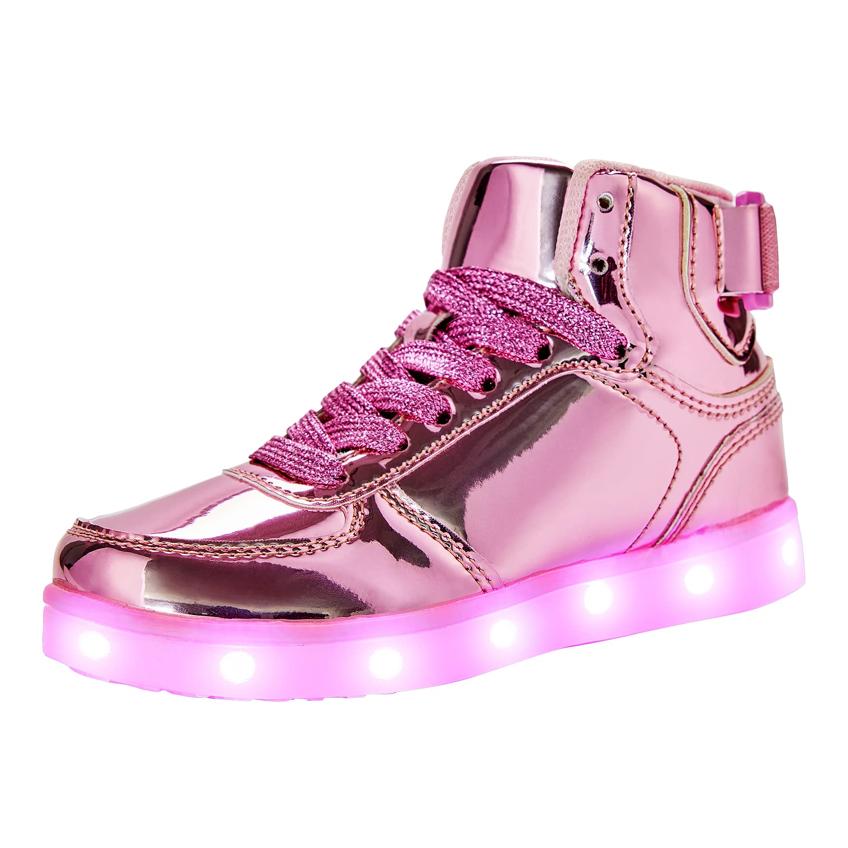 Size: 40 - DIYJTS Kids LED Light Up Shoes, Fashion High Top LED Sneakers USB Rechargeable Glowing Luminous Shoes, Pink