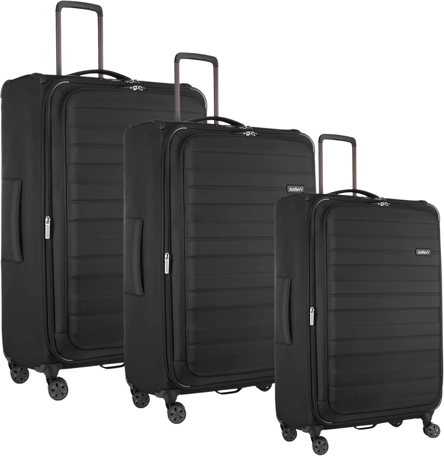 Antler Lightweight Luggage TSA Approverd suitcase for travel and business, from UK (Set of 3, Black)