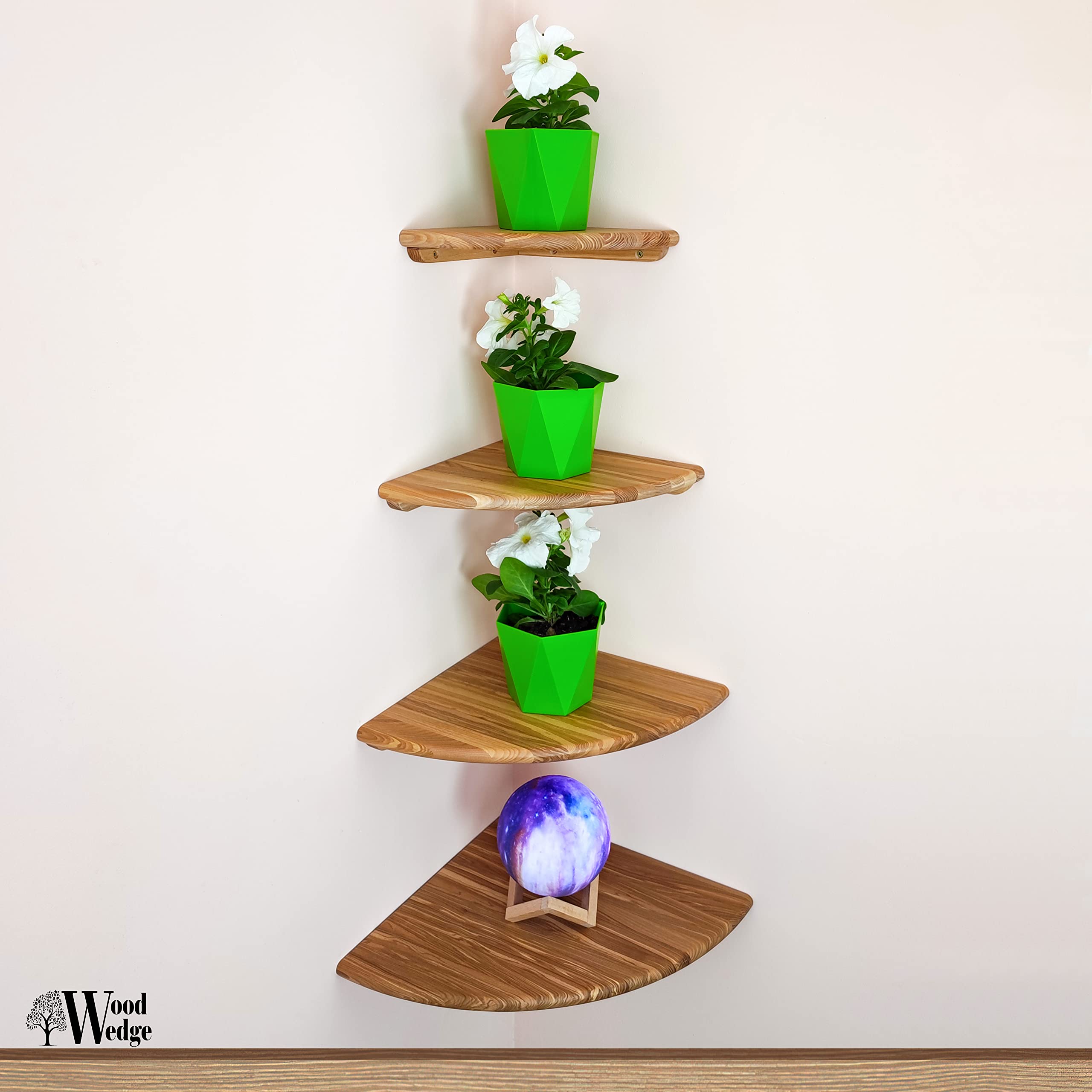 Wood Rustic Floating Corner Shelf, Wall Shelf Handmade in Europe, Brown, Perfect Storage Organizer for Bathroom, Living Room, Kitchen, and Bedroom, Sophisticated, Durable & Stylish (Natural, 9.8)