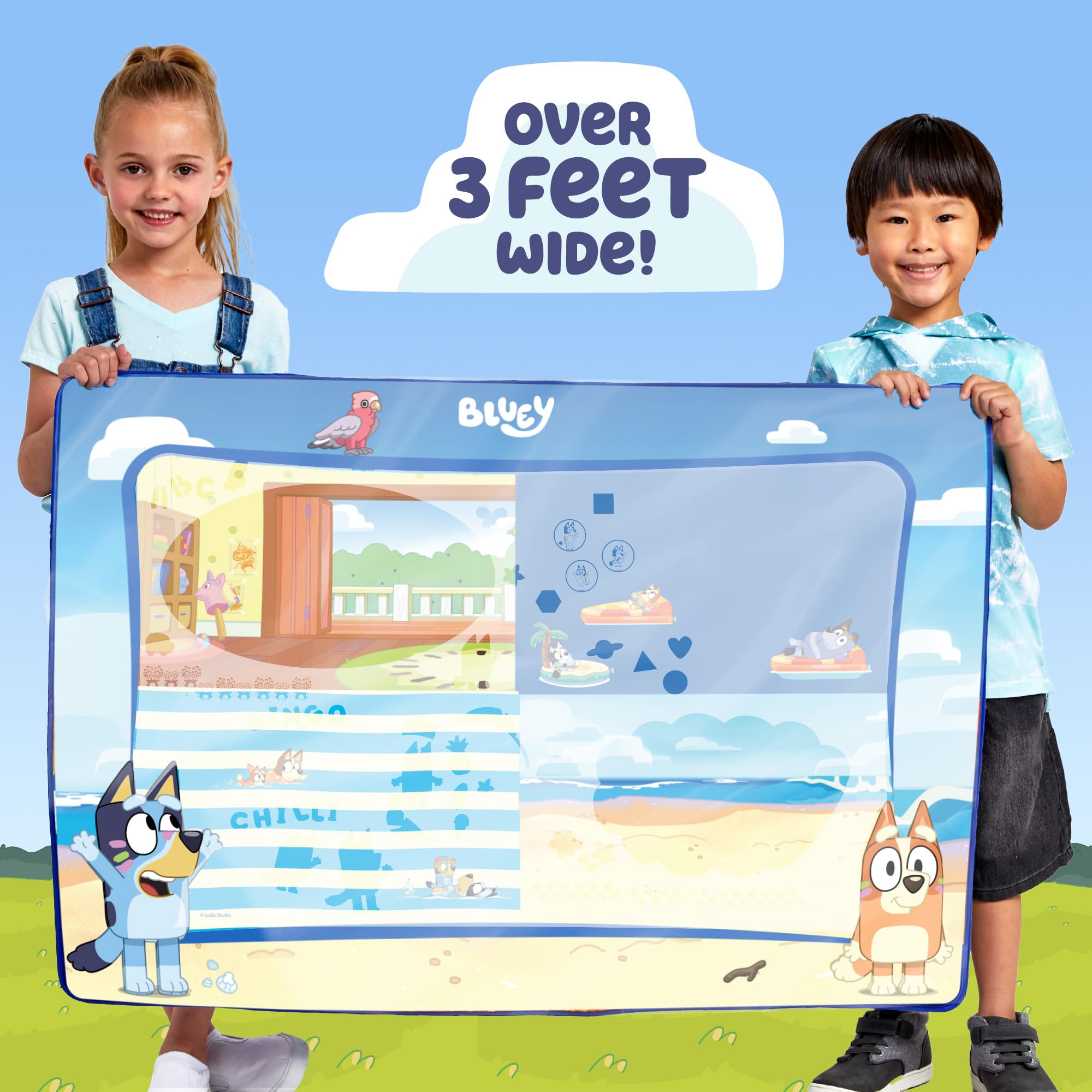 Official Bluey Water Drawing Mat, 39 x 27 Inches Extra Large Water Drawing Mat, Toddler Learning Toys, Fun Bluey Toys, Mess Free Painting Coloring Mat, Kids Toys, Bluey Playset, Toddler Sensory Toy