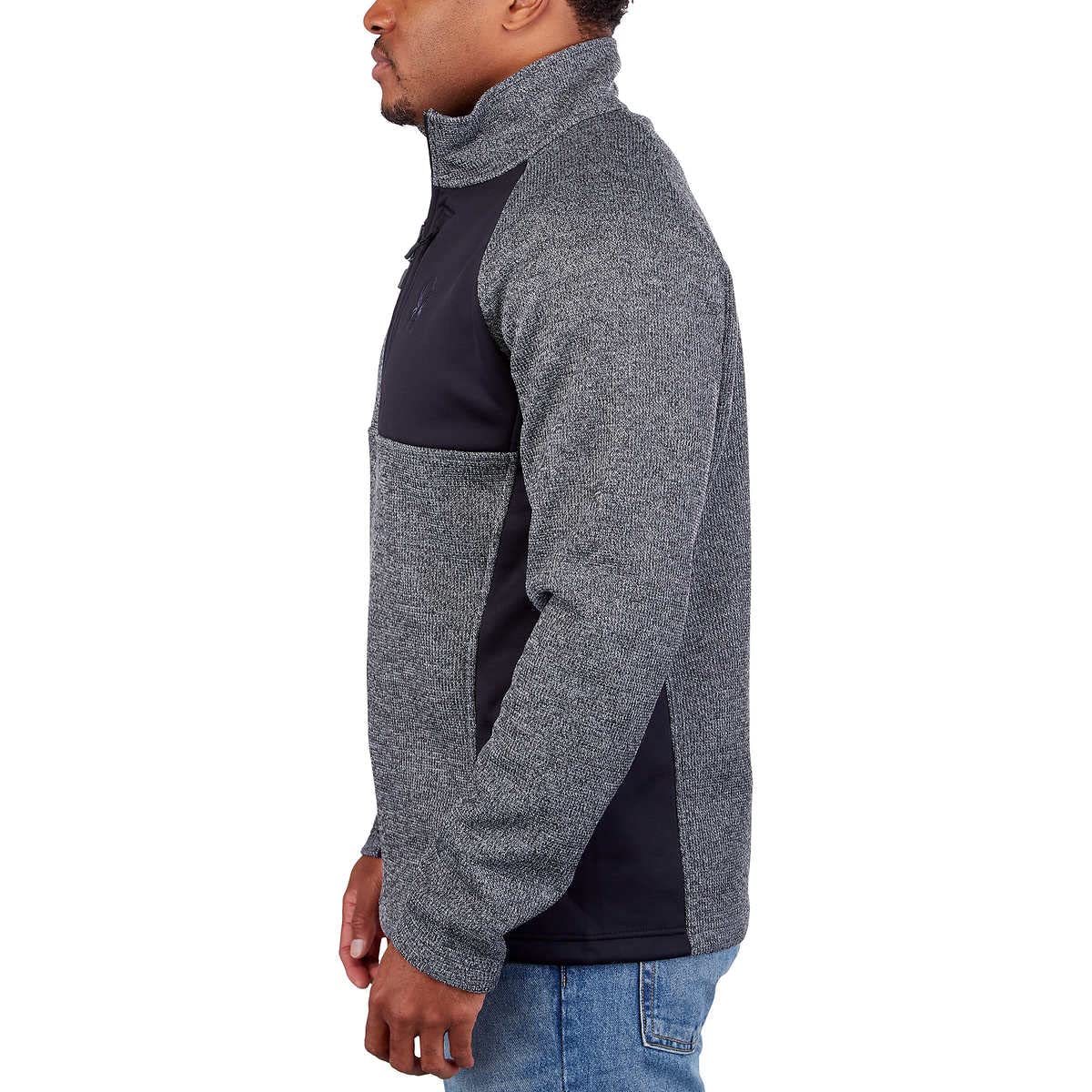 SIZE: XXL - Spyder Men's Half Zip Sweater Gait Knit Pullover Jacket (Regular, Gray)