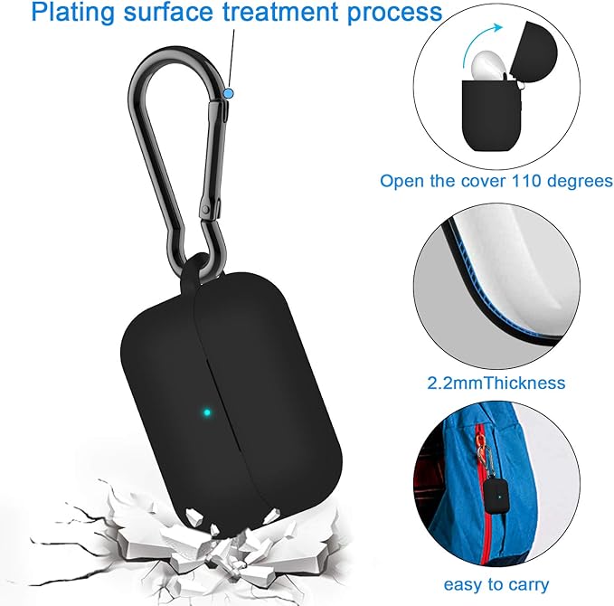 ANKASI AirPods Pro Case Cover with Keychain – 2-Pack Full Protective Silicone Case for AirPods Pro 2nd & 1st Generation – Shockproof, Dustproof Skin with Secure Clip for Women, Men, and Teens