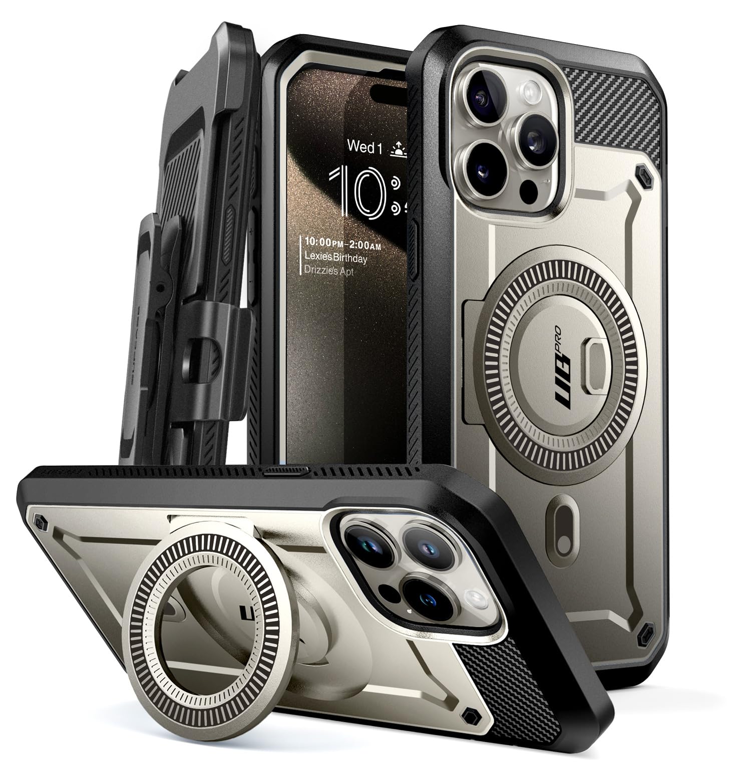 SUPCASE [Unicorn Beetle Pro Series] Case Compatible with MagSafe for iPhone 15 Pro, 6.1 Inch (2023), with Bult-in Screen protector - TiGray