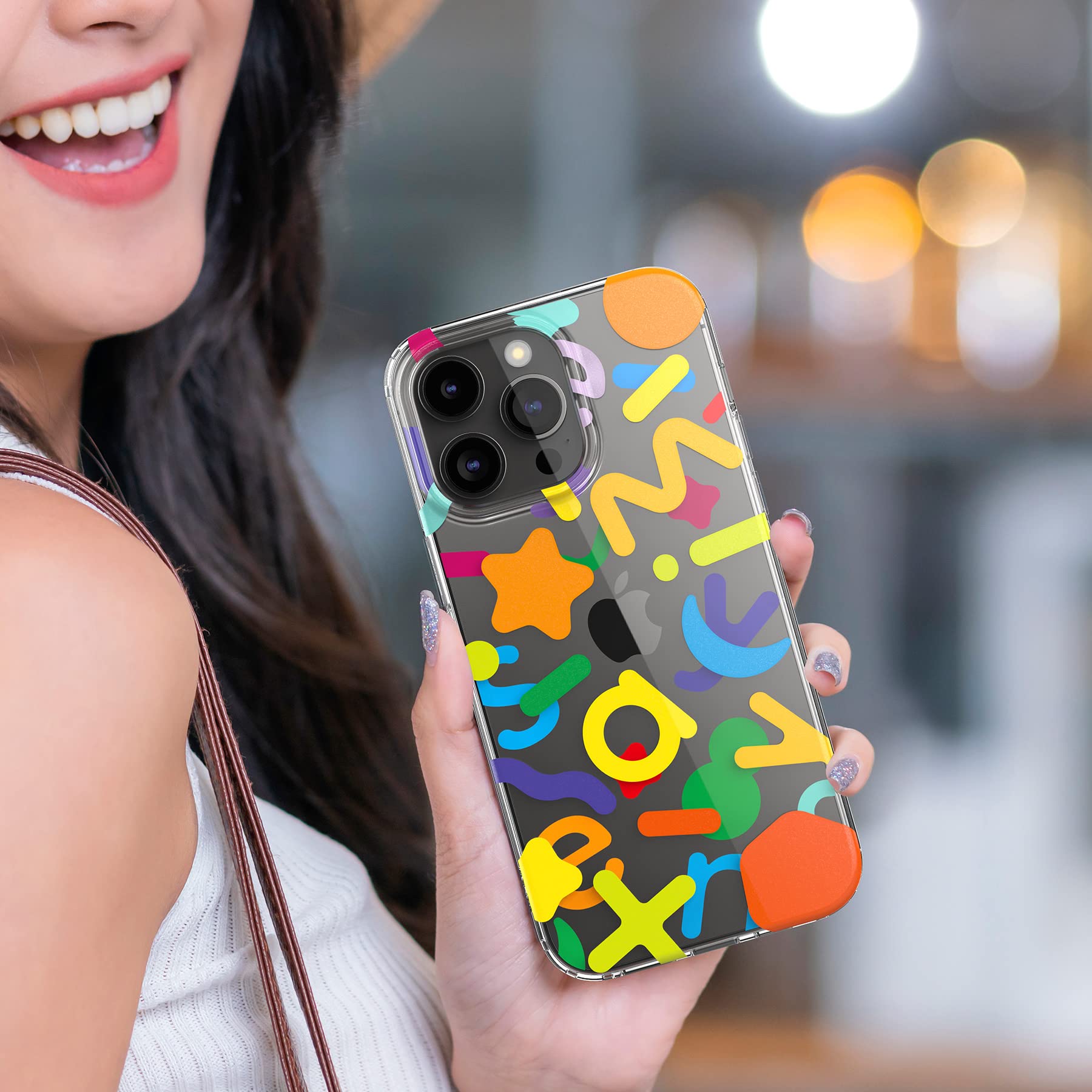Senyimax for iPhone 14 Pro Max Case Stylish and Cute Double-Layer Letters Pattern Hard TPU Shockproof Protective Case Cover for Men Girls and Women (Multicolor)