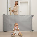 Momcozy Retractable Baby Gate, Mesh Baby Gate or Mesh Dog Gate, 83 CM Tall, Extends up to 140 CM Wide, Child Safety Gate for Doorways, Stairs, Hallways, Indoor/Outdoor, Grey