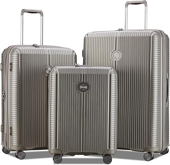 Verage 3 piece Luggage Sets,Expandable Hardside Suitcase with Spinner Wheels Luggage for Travel,TSA Approved (20/24/28-Inch,Champagne)