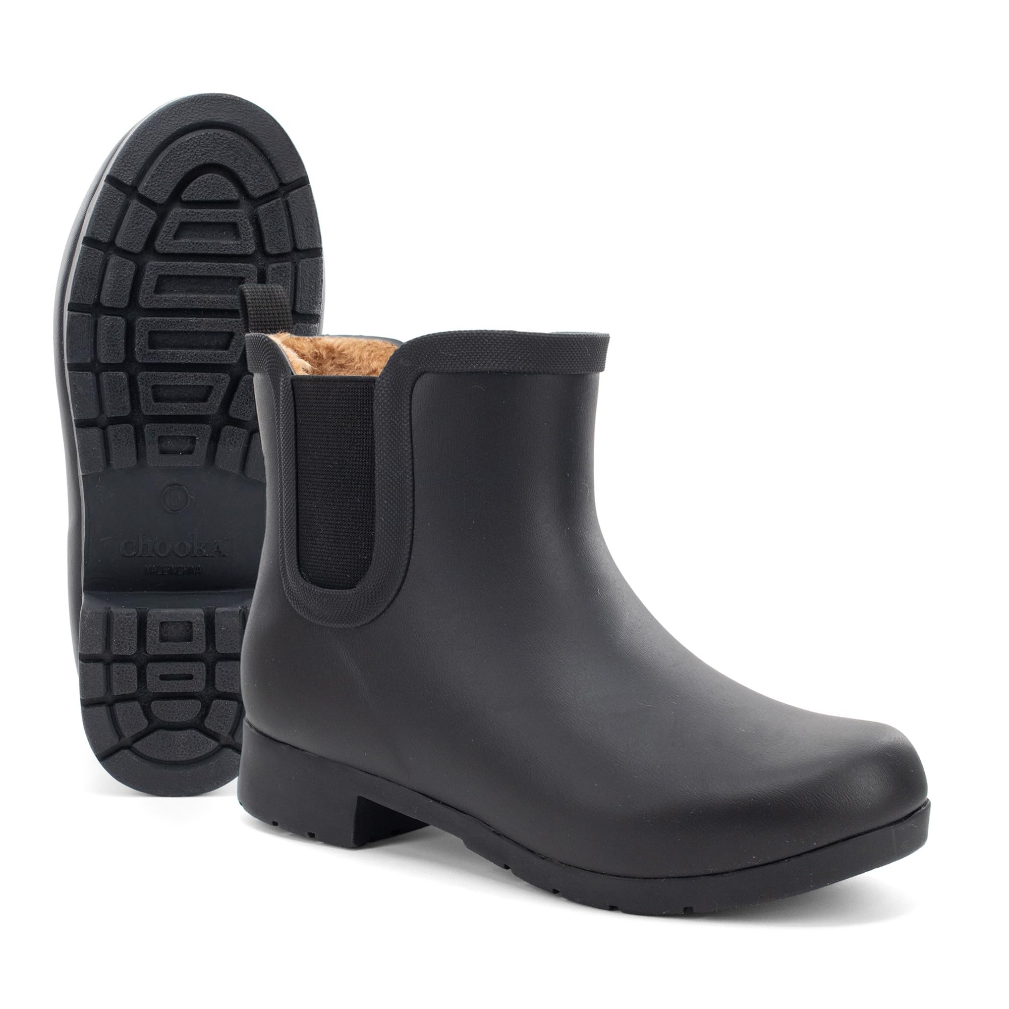 SIZE 38.5: Chooka Women's Waterproof Plush Chelsea Bootie Chelsea Boot, Delridge Black