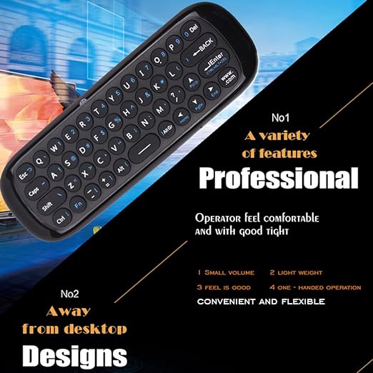 Wechip 2.4G Smart TV Wireless Keyboard Fly Mouse W1 Multifunctional Remote Control for Android TV Box/PC/Smart TV/Projector/HTPC/All-in-one PC/TV (Black)