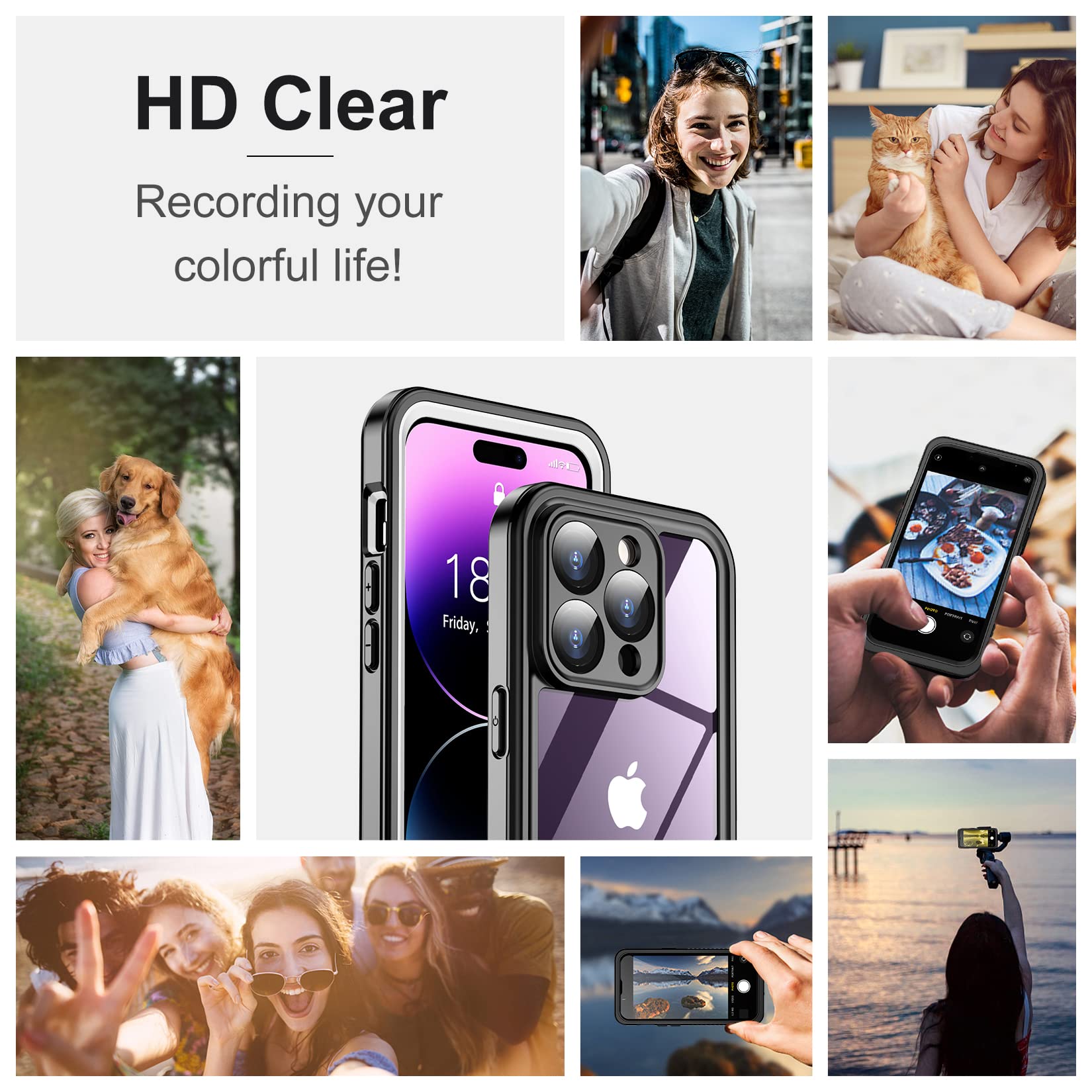 Temdan [Real 360 for iPhone 14 Pro Max Case Built-in 9H Tempered Glass Camera Lens & Screen Protection