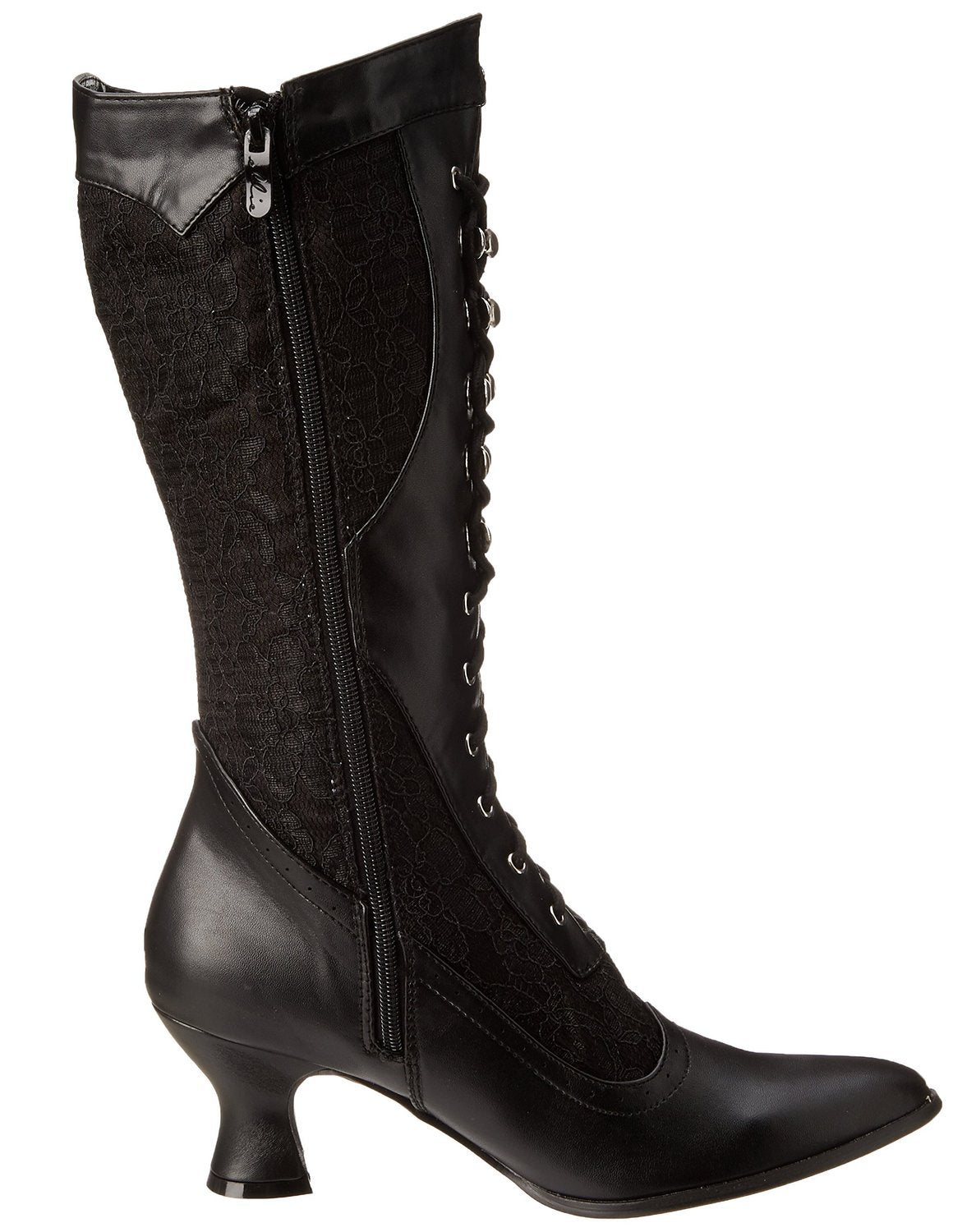 SIZE: 38.5 - Ellie Shoes 253 Rebecca Womens Vintage Victorian Gothic Granny Lace up Boots Black