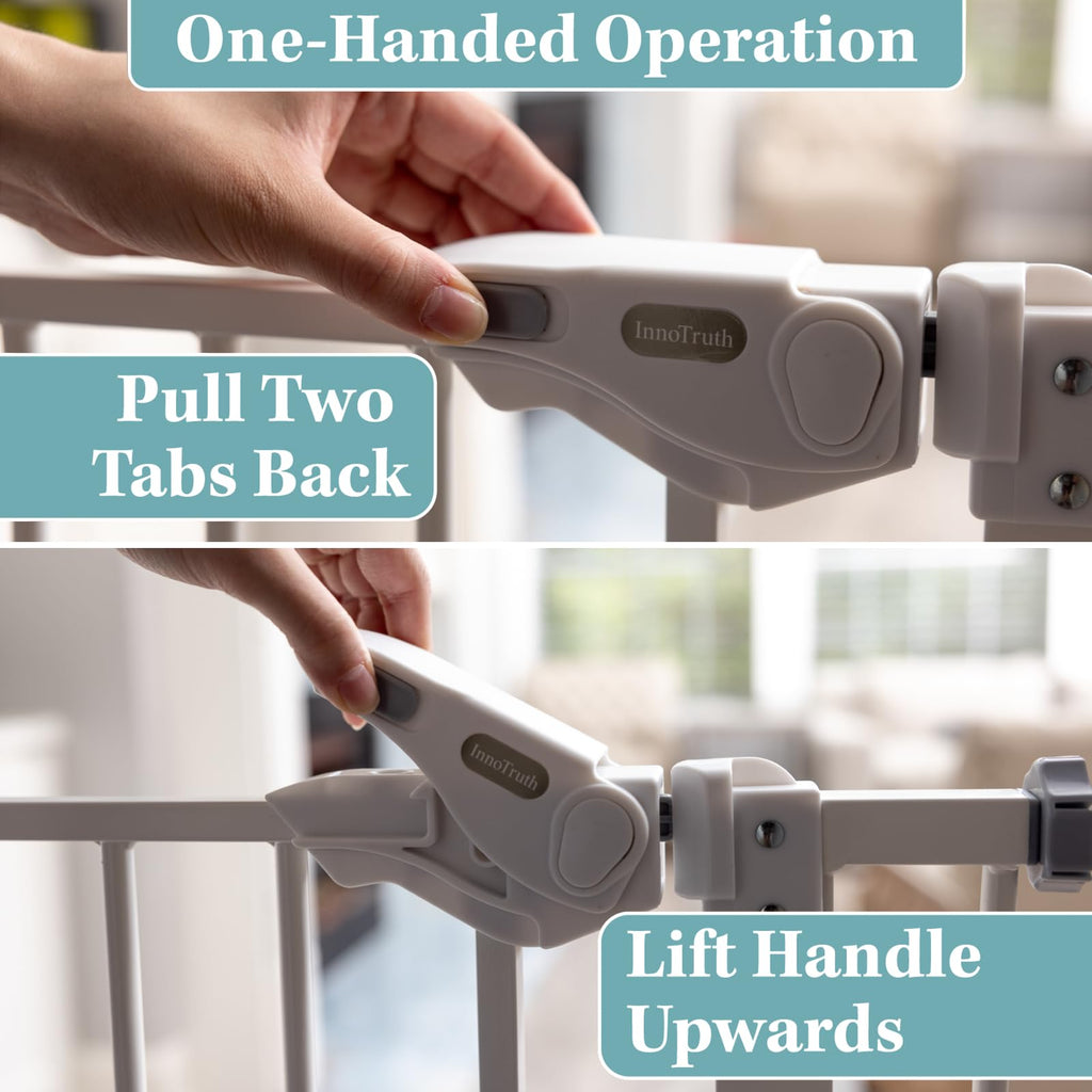 InnoTruth Wide Baby/Pets Gate , Auto Close Pet Gate 29Ã¢â‚¬Â_x009d_ to 39.6Ã¢â‚¬Â_x009d_ Width with 30Ã¢â‚¬Â_x009d_ Height, Tall Safety Coverage for Stairs, Hallways, Bedrooms, Wall Pressure Mount, White