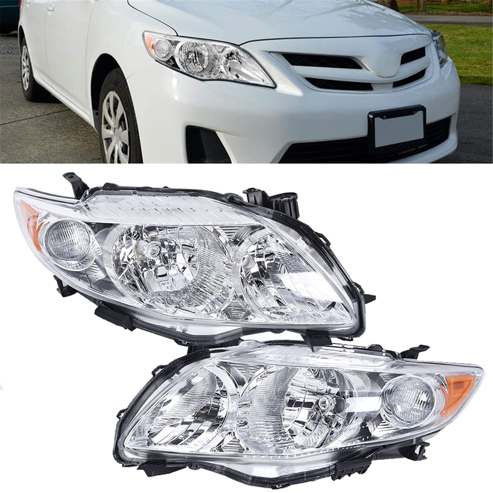 Headlights Assembly Replacement for Toyota Corolla 2009 2010 Projector Headlamps