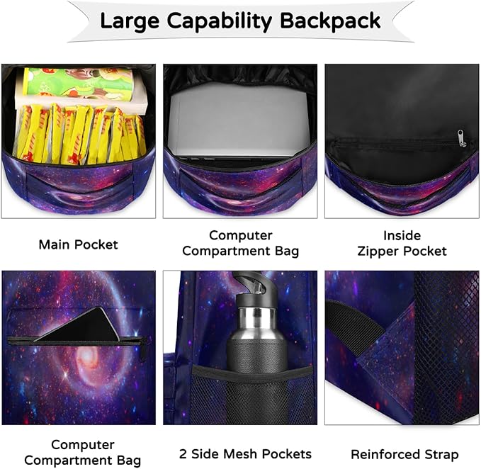 Wires School Backpack Galaxy Space Water Resistant W24517