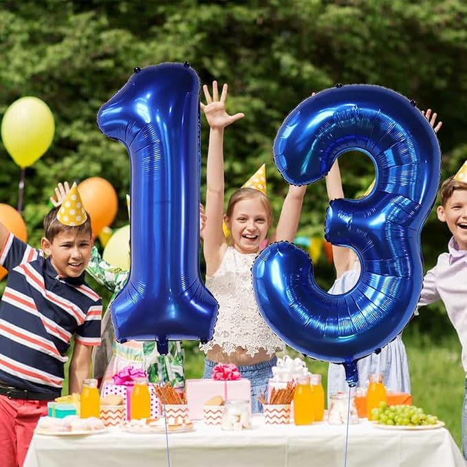 40-Inch Navy Blue Number 13 Foil Balloons – Giant Helium Balloons for 13th Birthday Party Decorations, Anniversary, Wedding, Engagement, Bridal Shower & Photo Props – Large Mylar Balloons (Number "13")