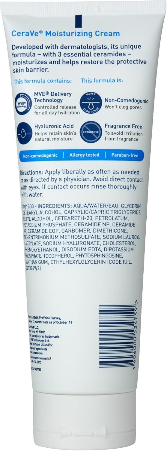 CeraVe, Moisturizing Cream, For Normal to Dry Skin, Daily Face Body Moisturizer (57g Travel Size)