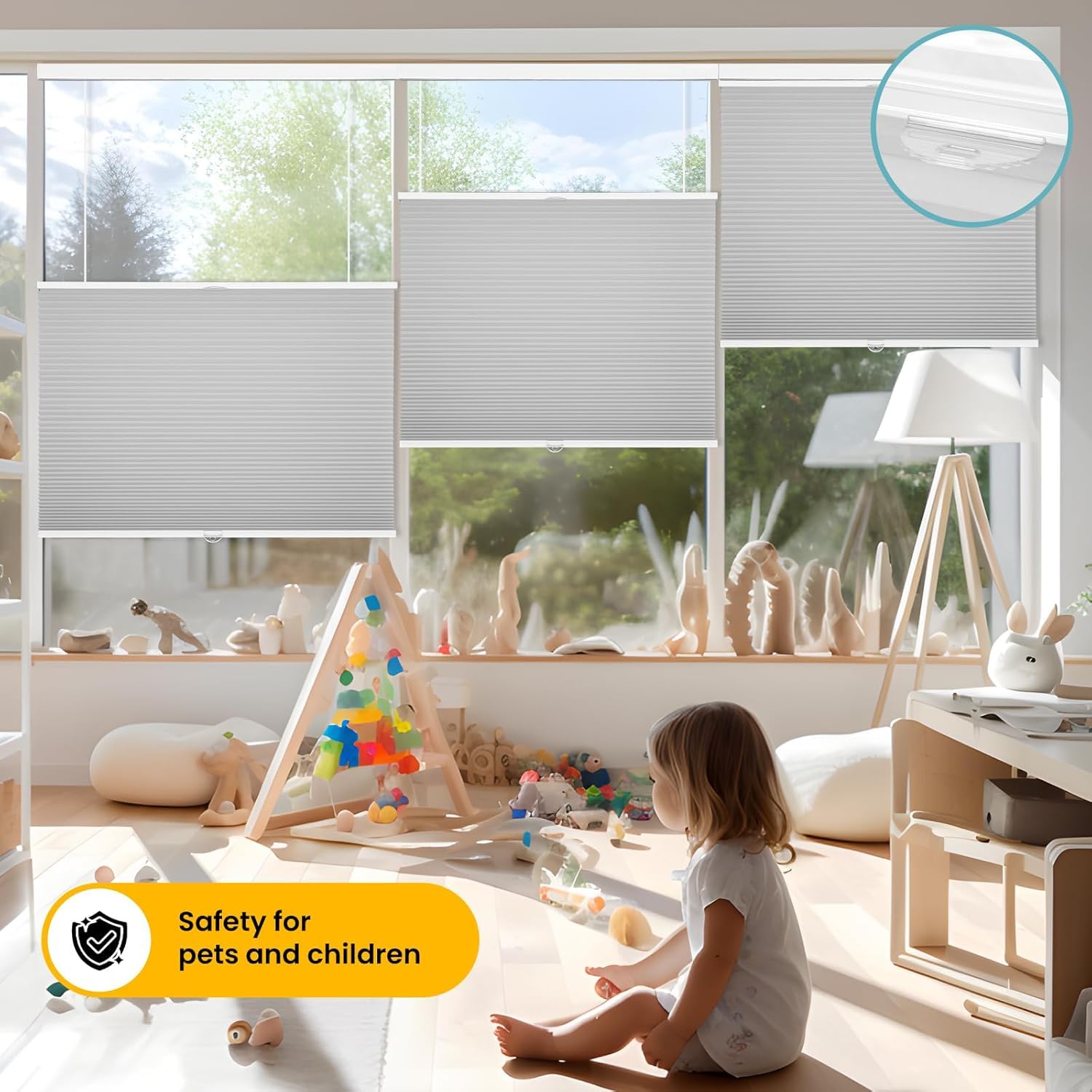 Grandekor Top Down Bottom Up Cellular Shades Cordless, Pull Down Honeycomb Blinds for Windows Room Darkening Blinds & Shades for Living Room Bedroom, Blackout, Grey, 35" Wx64 H