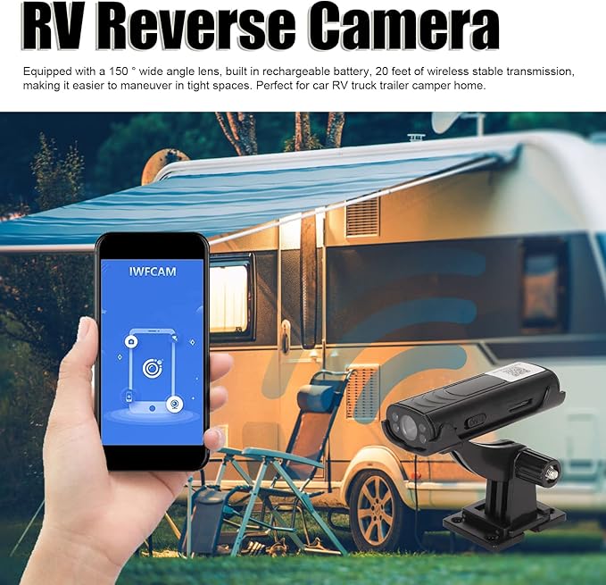 Security camera with base and charging cable