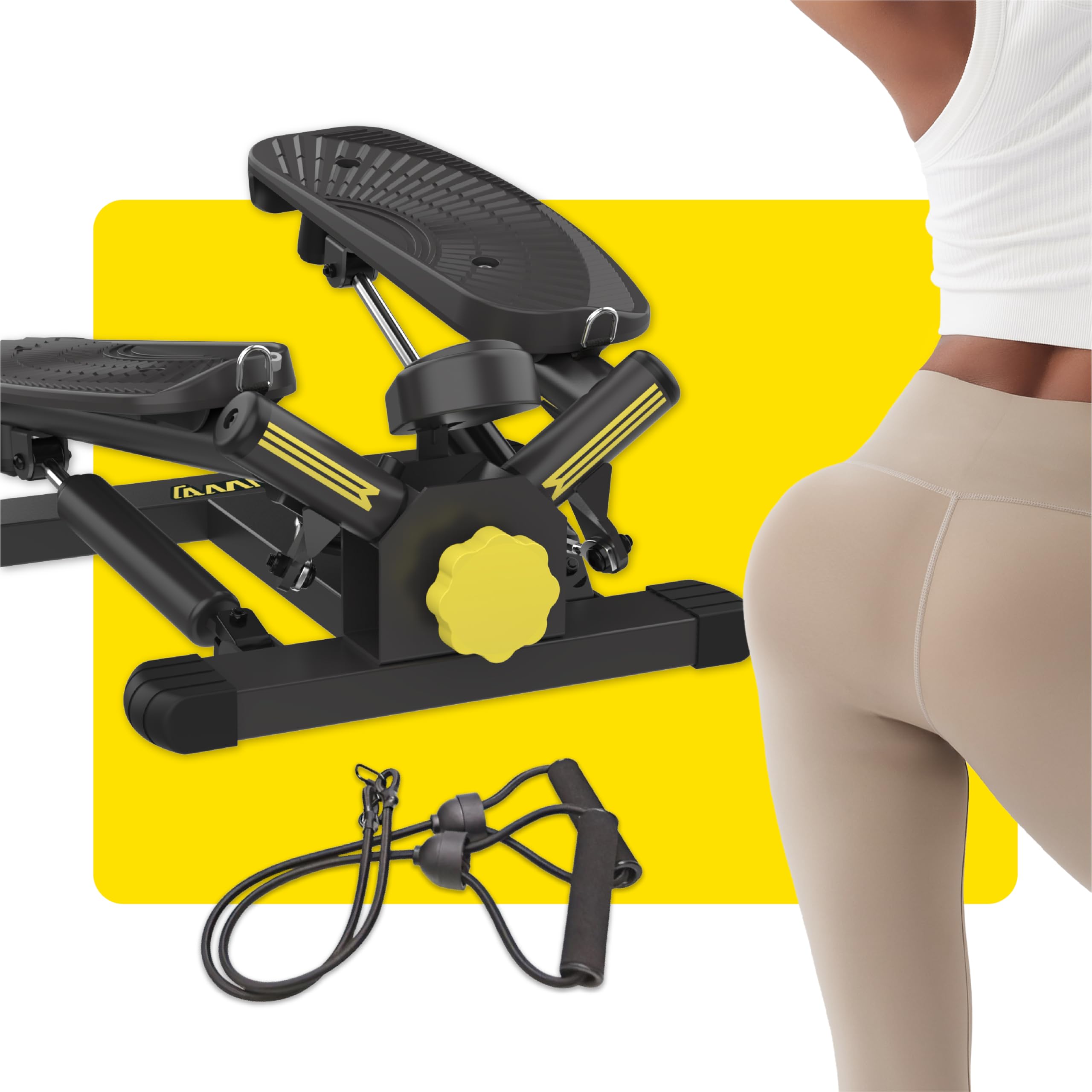 ZIWWVY Stepper Machine with Resistance Bands, Mini Stepper with 136 kg capacity