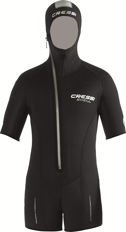 Cressi Shell Jacket Multi Thickness Man - Jacke/Shorty Modularer Reißverschluss und Kapuze zum Tauchen in Neopren 5mm Schwarz