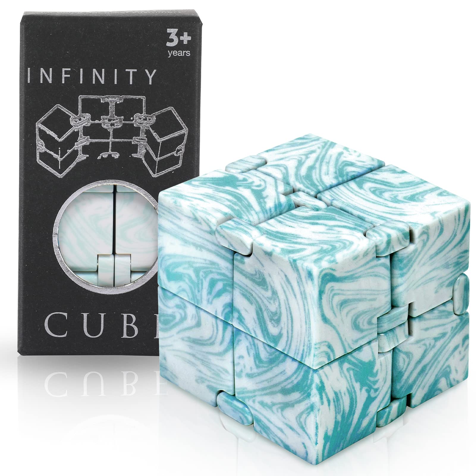 SMALL FISH Infinity Cube Sensory Fidget Toy, Sensory Tool EDC Fidgeting Game for Kids and Adults, Cool Mini Gadget Best for Stress and Anxiety Relief, Hand-Held Fidget Toy (Marble)