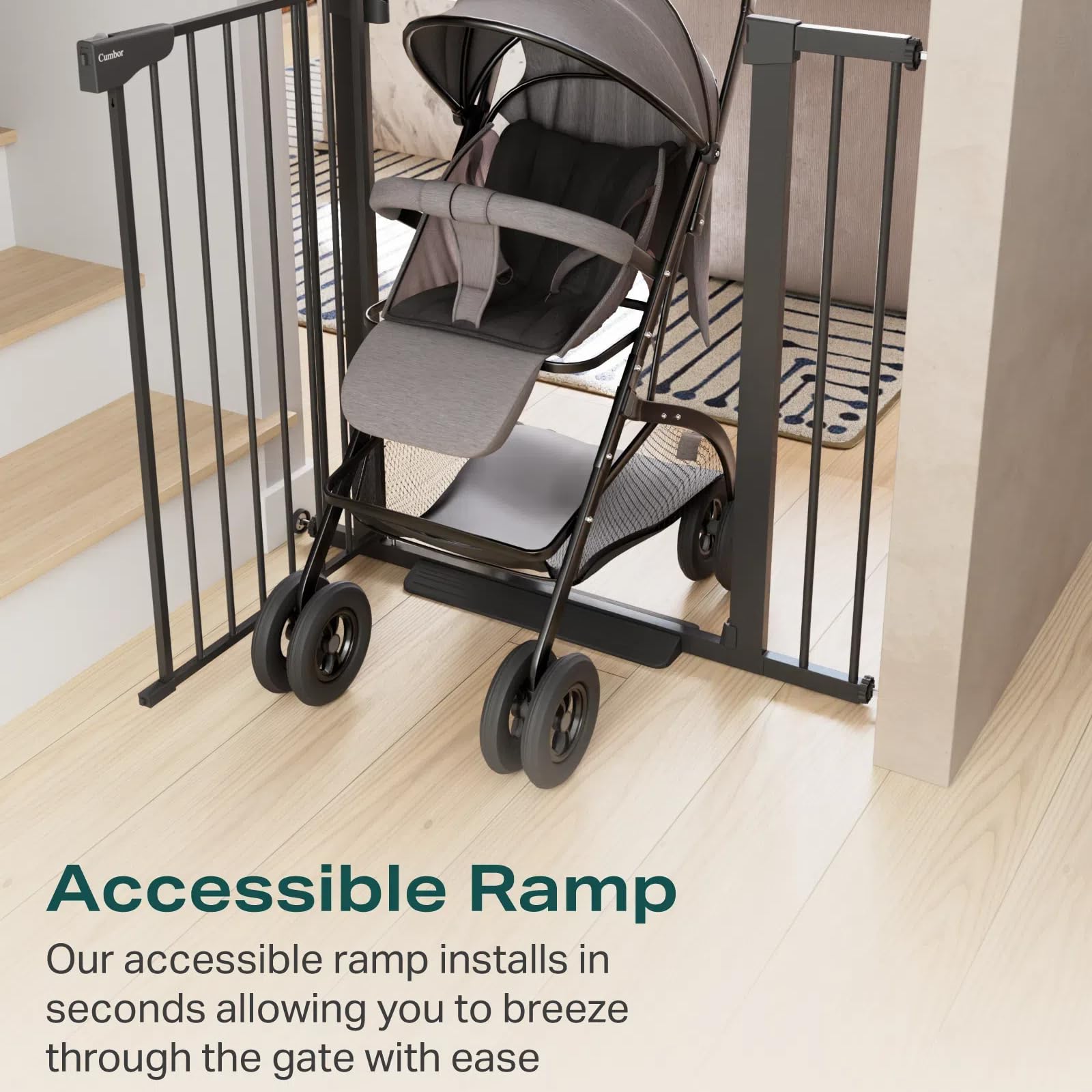 SIZE: 75-103 cm - Cumbor 36" Extra Tall Baby Gate for Dogs and Kids with Wide 2-Way Door, 29.7-40.6" Width, and Auto Close Personal Safety for Babies and Pets, Fits Doorways, Stairs, and Entryways